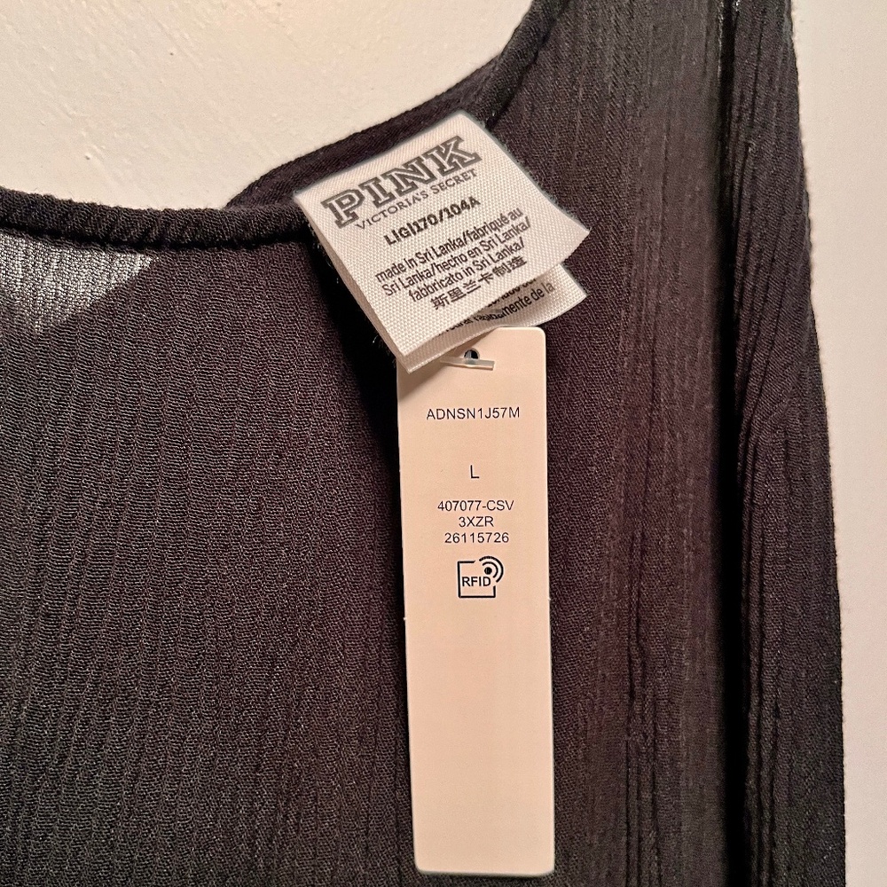 NWT PINK Women’s Sz L Black shift dress